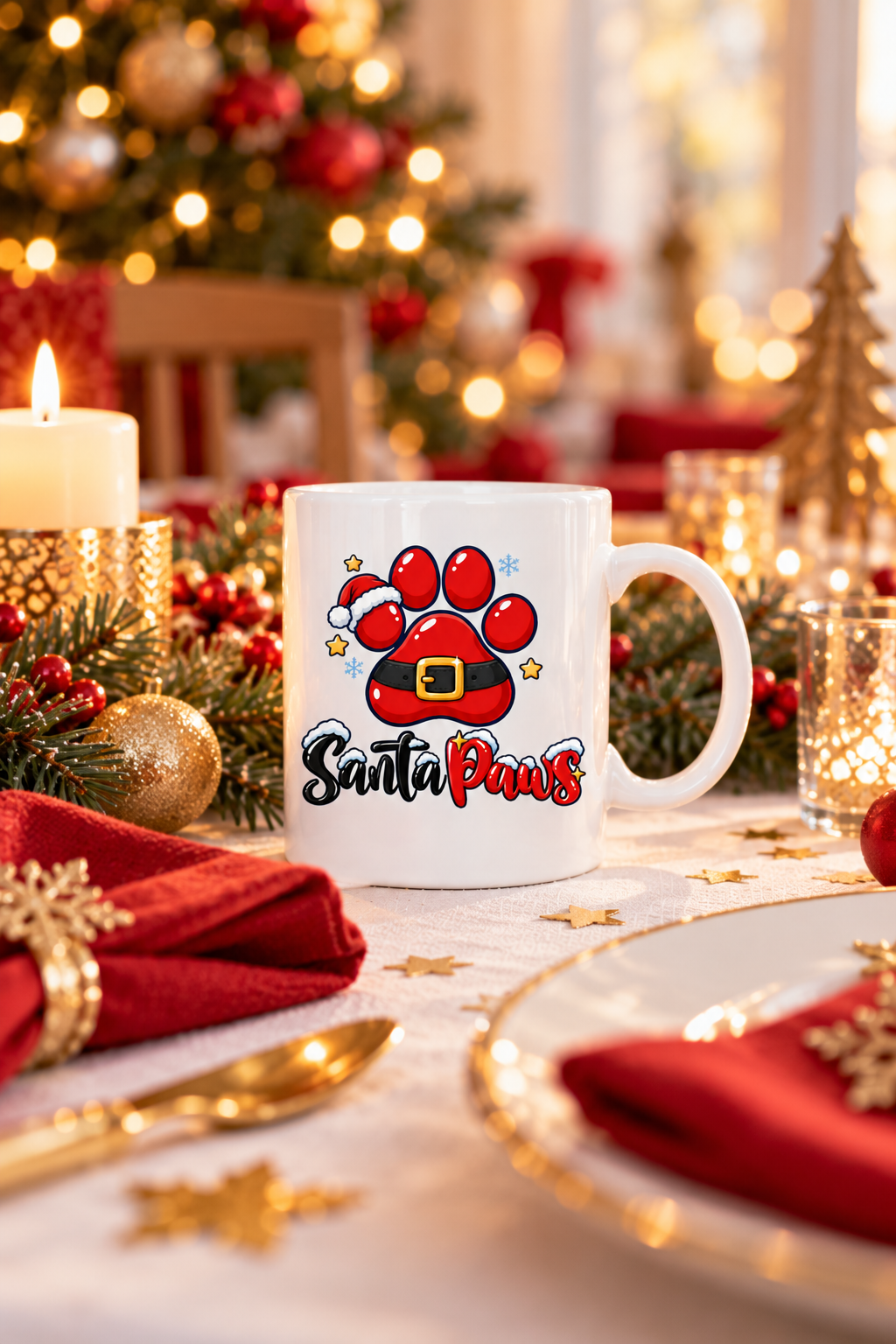Tasse personnalisée Santa Paws – Patte de Père Noël