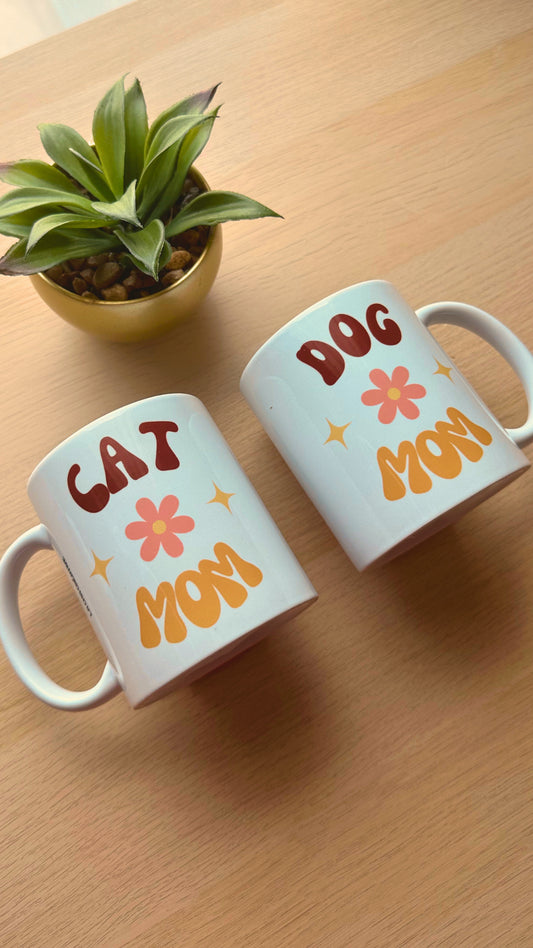 Mug personnalisé Dog Mom / Cat Mom Power Flower